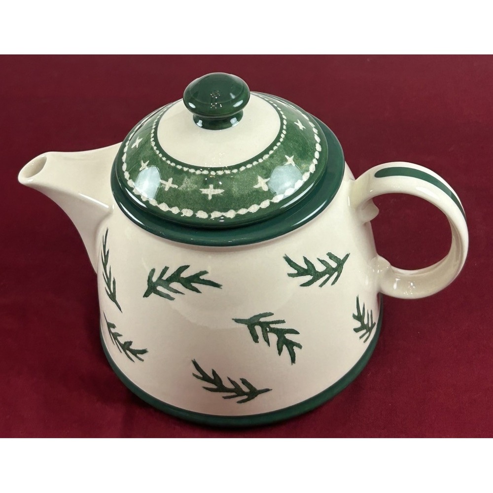 Vtg Dansk Green Nordic Knits 6" Tea Pot w/Lid Green Leaves DISCONTINUED **EUC**